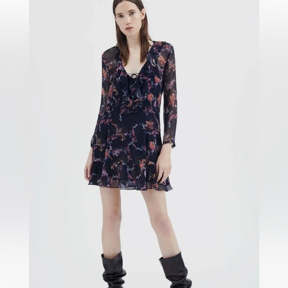 IRO Lucine Ruffled Mini Dress in size FR 34